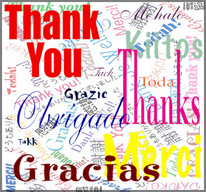 "Thank you" in different languages.